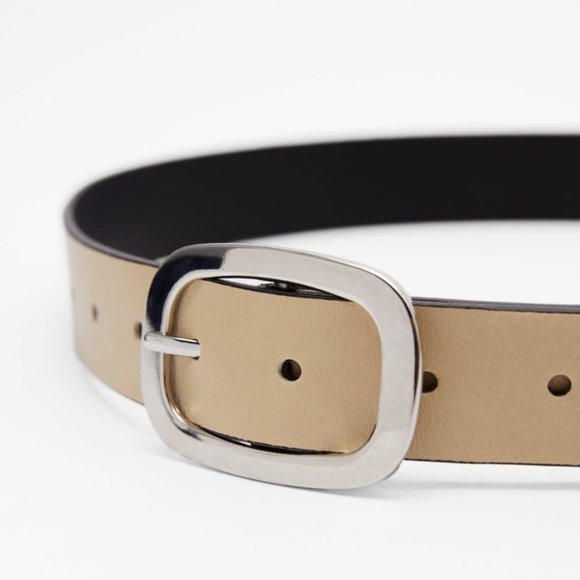 ZARA 100% LEATHER BELT WITH METAL BUCKEL